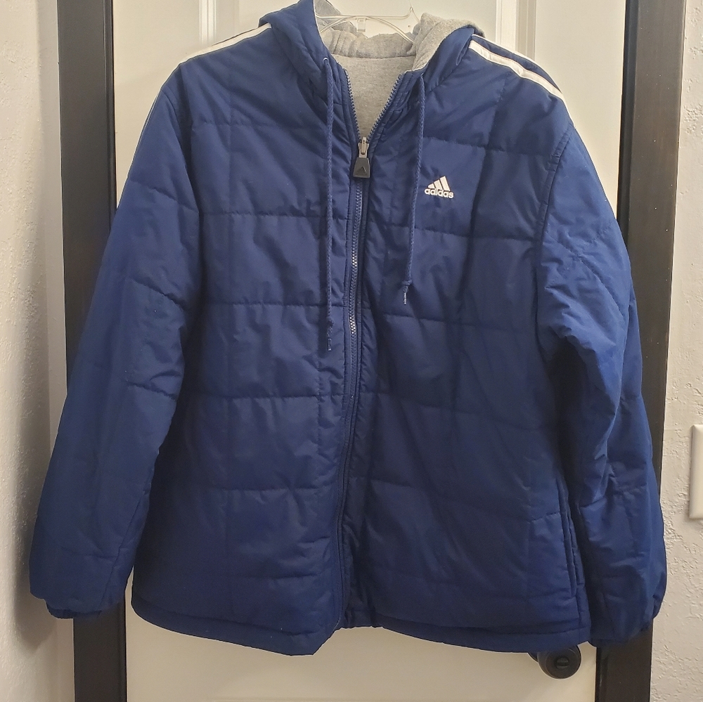 Adidas Reversible Vintage Jacket. Women's Large. Navy Blue/Grey.